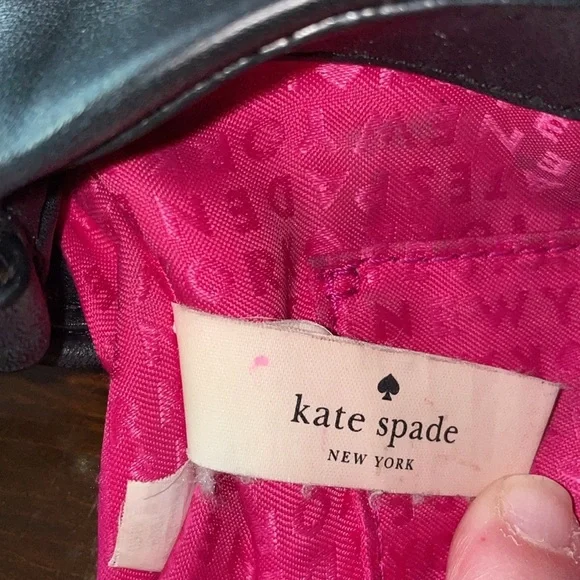 Kate Spade quilted front flap foldover flap w/chain, silver medallion closure B7